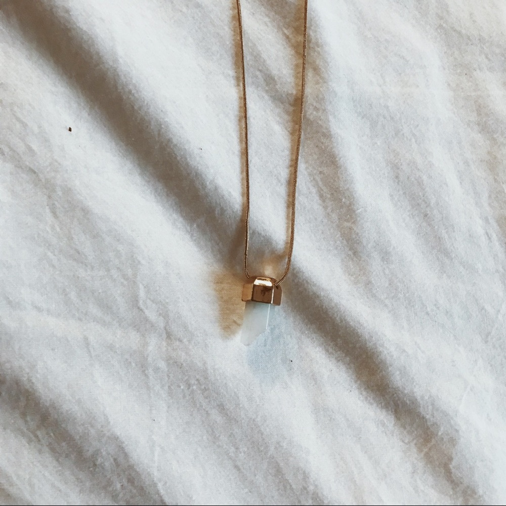 Long Good Necklace with Blue Crystal